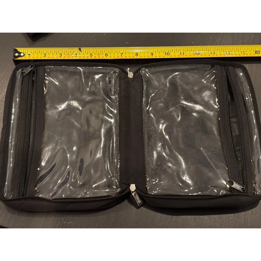 Yves Saint Laurent Beaute Black Canvas Makeup Bag Travel Cosmetic Organizer YSL